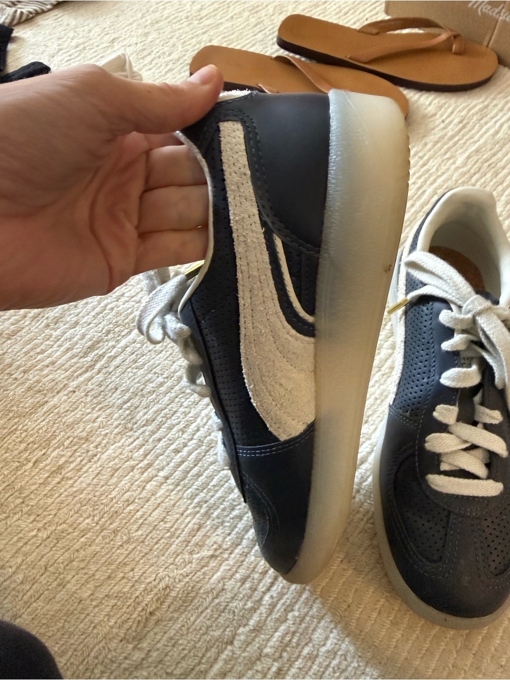 Puma Women’s Navy and White Platform Lace-Up Sneakers